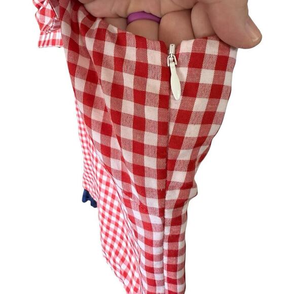 Elizabeth Wilson Top Red Gingham Tassel Detail Ruffle Thick Knit Sleeveless S - Picture 4 of 8